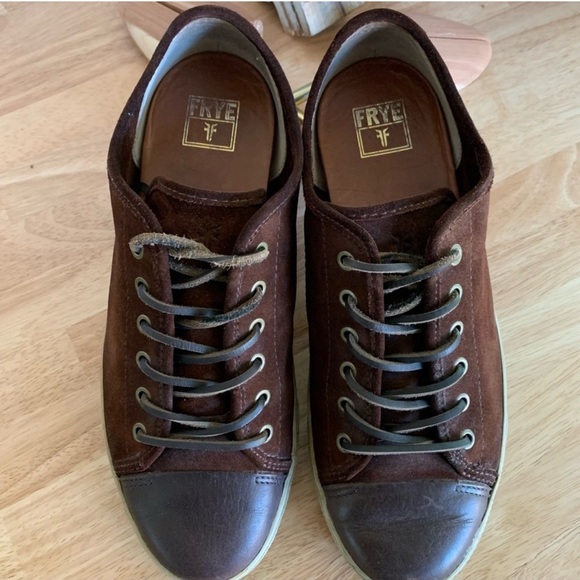Frye Chambers Mens Low Top Suede Sneakers Brown Leather Cap-Toe Lace Up Size 11 - Picture 7 of 16